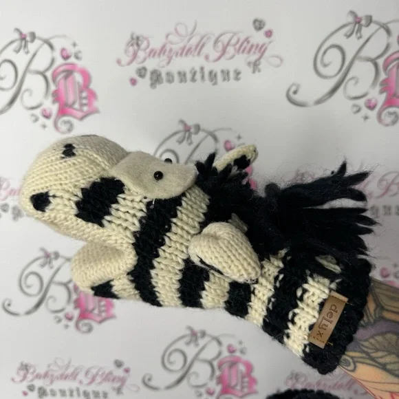 Delux mittens zebra wool thick warm animal puppet style cute winter gloves y2k - Picture 11 of 15